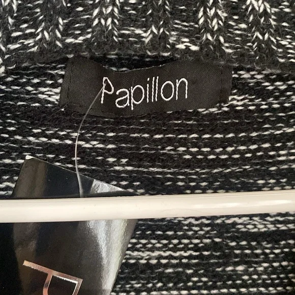 Papillon Blanc High Neck Knit Sweater Dress Grey Black Size X Large NWT - Picture 9 of 12